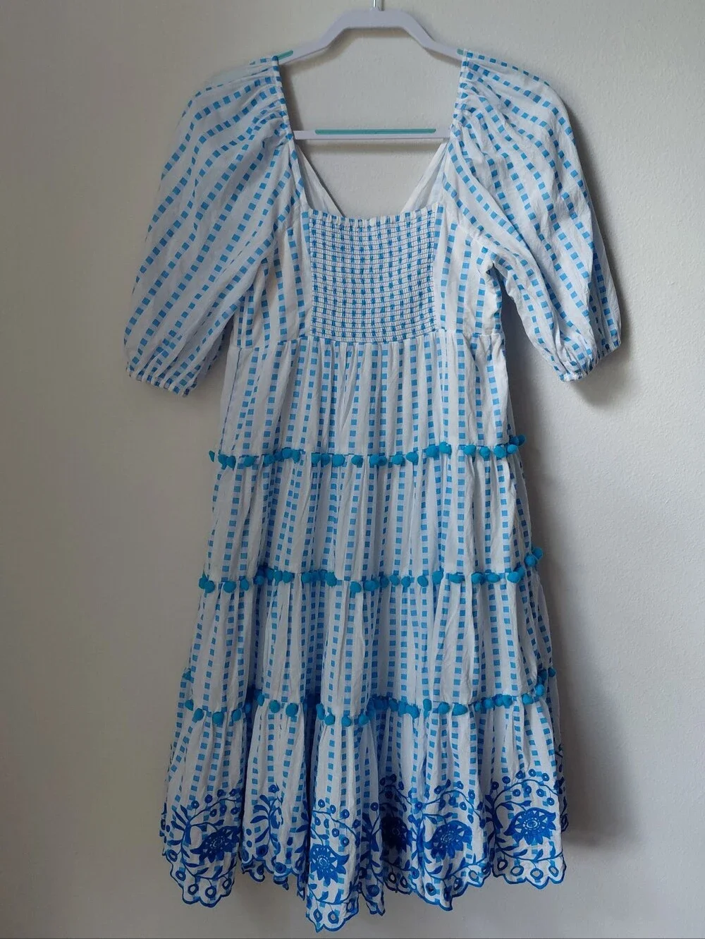 Lilly Pulitzer Sidney Midi Dress Gingham Stripe Jacquard Blue Flare - Picture 4 of 11